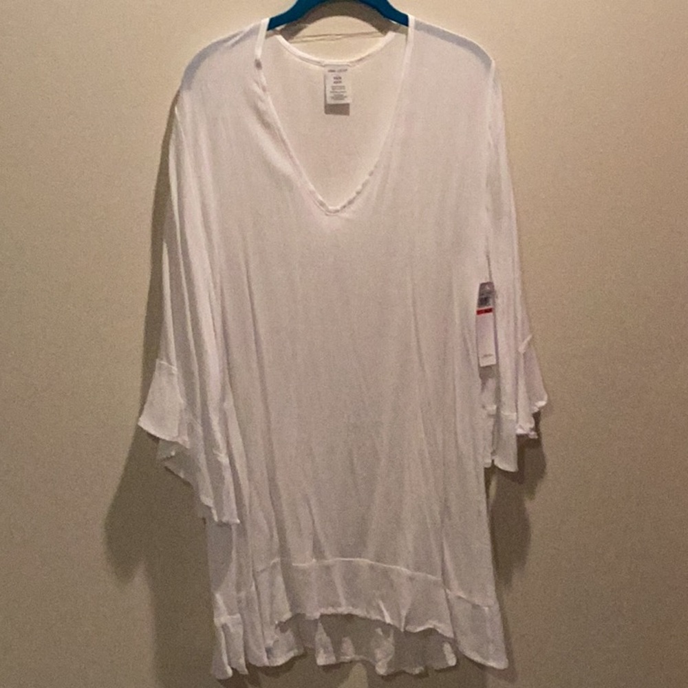 NWT Anne Cole White V-Neck Flowing Tunic